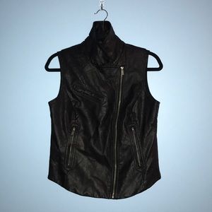 vince camuto black leather vest